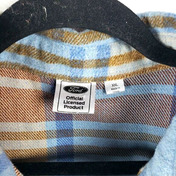 Women's Ford Blue Brown Plaid Ford Bronco Graphic Button Up Shirt Size XXL - Picture 10 of 10